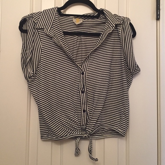 Navy and White Striped Top