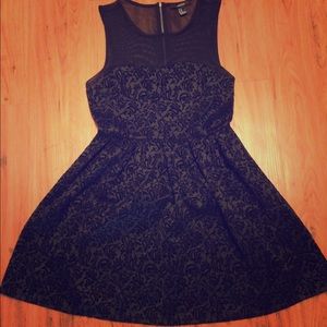 Forever 21 Flared black velvet and mesh dress