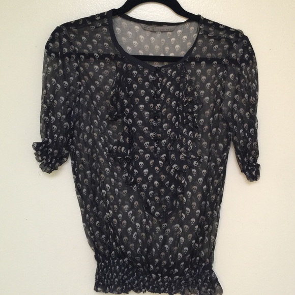 Zara Skull print silk blouse
