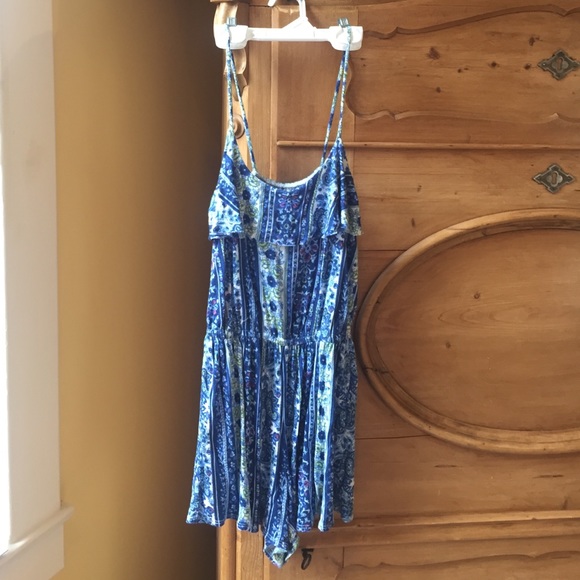 blue printed romper