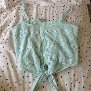 Mint green spaghetti strap crop top
