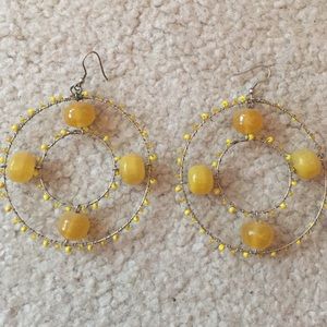 Yellow ball earrings