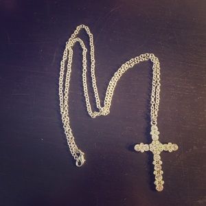 Long silver cross necklace