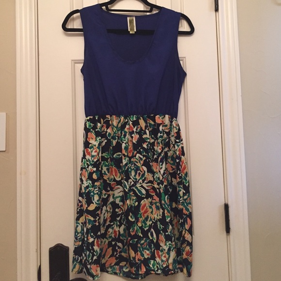 Blue and Floral Dress - Picture 1 of 2