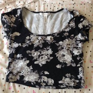 Black and grey rose crop top