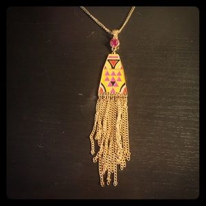 Long gold colorful necklace