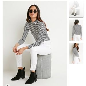 mock neck striped top