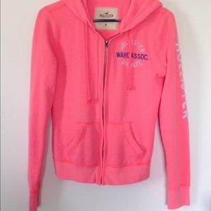 Pink Hollister zip up hoodie