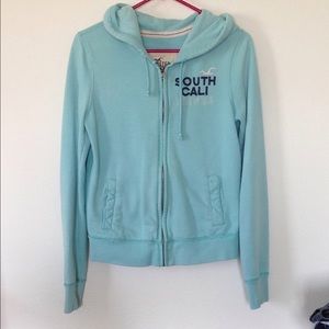 Blue Hollister zip up hoodie