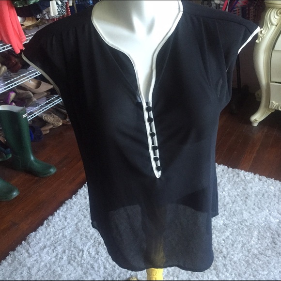 Dressier Black Semi-Sheer Top Spense Size L
