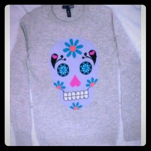 Aqua Cashmere grey skull sweater