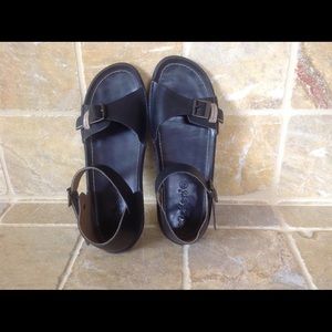 Kickers black sandals size 10.5 Black leather tan