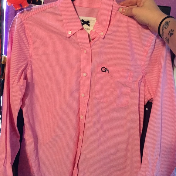 Pink gilly hicks button down top