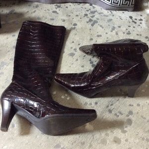 Franco Sarto dark brown vinyl boots!