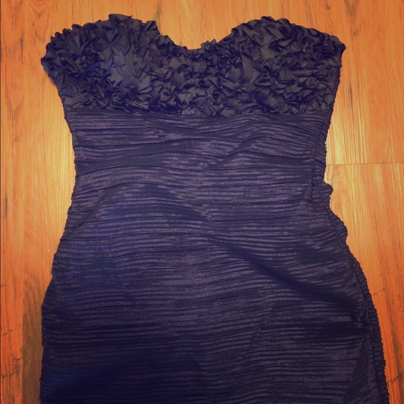 Purple ruffle tube party dress