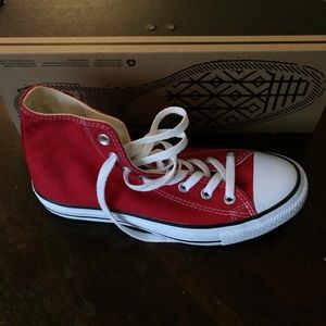 Never worn!! Red Converse All-Star Hi Tops
