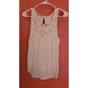 White crochet neck tank