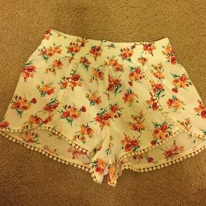 White / Flower Flow Shorts