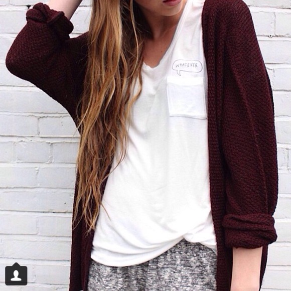 Brandy Melville Maroon Caroline Cardigan