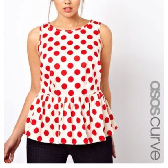 ASOS Tops - Asia Curve polka dot peplum size 18.