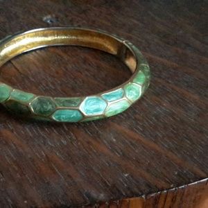 Turquoise and gold bangle