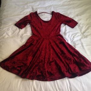 Crushed Velvet Skater Dress