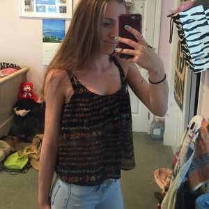 pacsun flowery striped tanktop