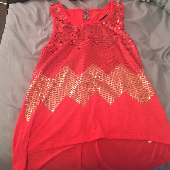 orangish-pinkish sequence tank. never worn!