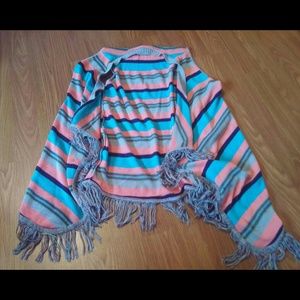 Multi-Color Striped Sleeveless Sweater Cardigan