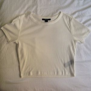 White Ribbed Crop Top