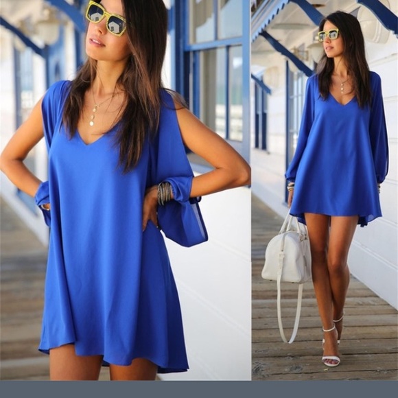Casual short blue lightweight dress - Picture 1 of 1