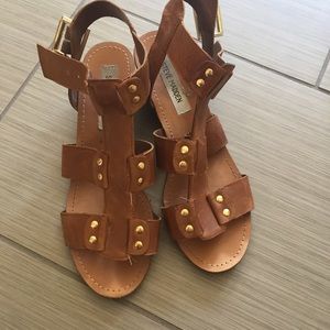 Steve Madden - Brown Leather small wedge sandals
