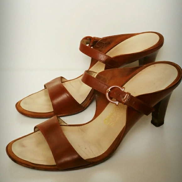 Salvatore Ferragamo Camel Brown Sandals, Size 7 - Picture 1 of 3