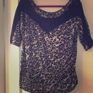 Express leopard print mesh shirt