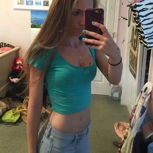 forever 21 teal crop top