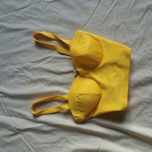 Yellow bustier crop top