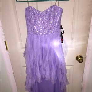 Lilac high low strapless dress//NWT
