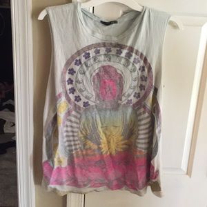 urban outfitter rainbow Buddha muscle tee