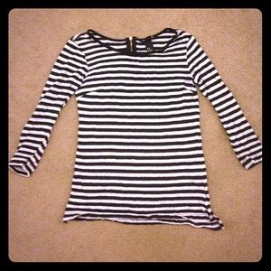 H&M striped Linen shirt with Gold back zipper