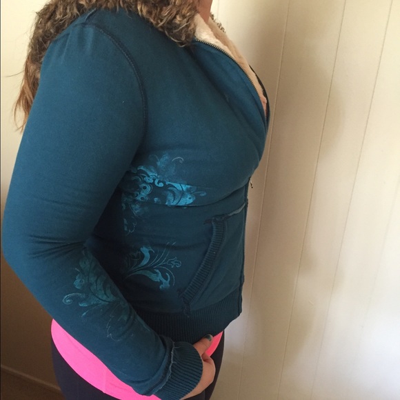 Fur Lined Teal Hooded Jacket - Picture 3 of 4