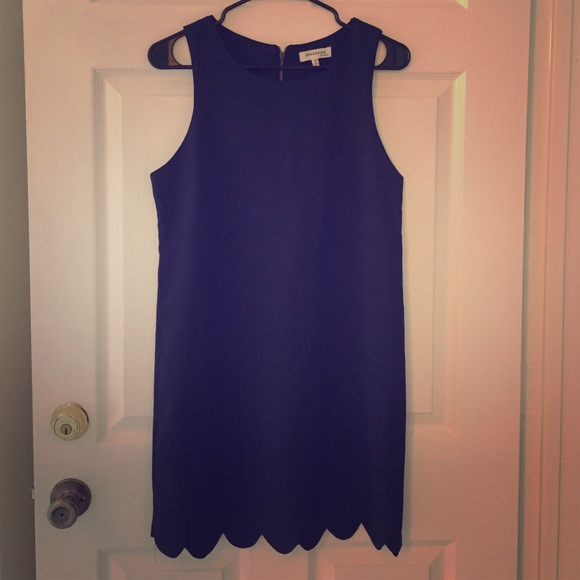 Monteau Scalloped Navy Dress