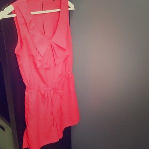 Coral Romper with pockets