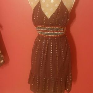 Y2K Delia's Plum Metallic Halter Dress