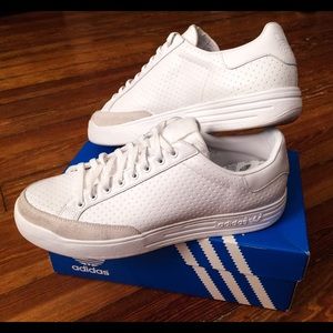 New Vintage Adidas All White Rod Laver Lea Shoes