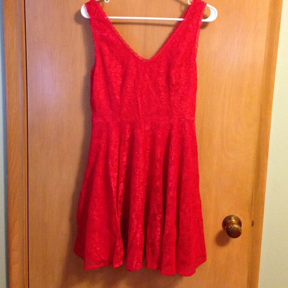Red lace dress from Express
