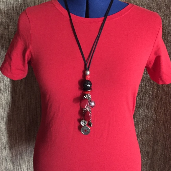 Black red silver necklace - Picture 1 of 4