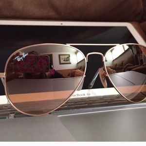NWT Ray Ban Aviator Pink Brown flash lens 58mm
