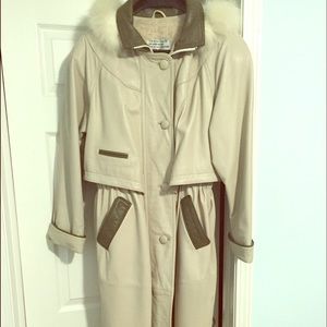 💯 Lamb Leather Trench Coat w/Fox + Rabbit Lining