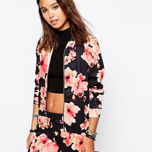 ASOS Jackets & Blazers - ONLY (from ASOS) floral scuba bomber jacket