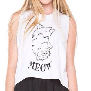Brandy Melville "Meow" Muscle Tee